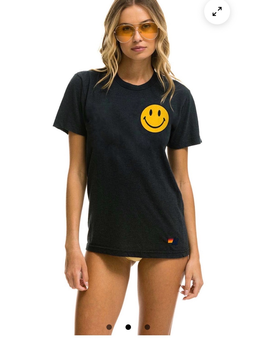 Aviator Nation SMILEY 2 CREW TEE - CHARCOAL Size M